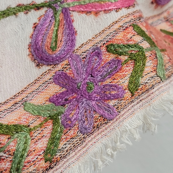 anu By natural  Embroidered Paisley Floral Wool Blend Shawl Jacket Size L/XL - Picture 7 of 16